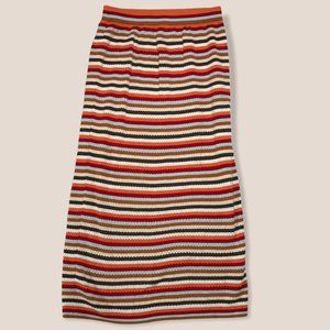 Zara Knit A Line Skirt Orange Stripes Casual S